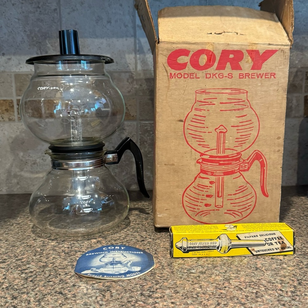 Vintage Cory Glass Coffee Vacuum Brewer Pot 4-8 Cup DKG-S Original Box